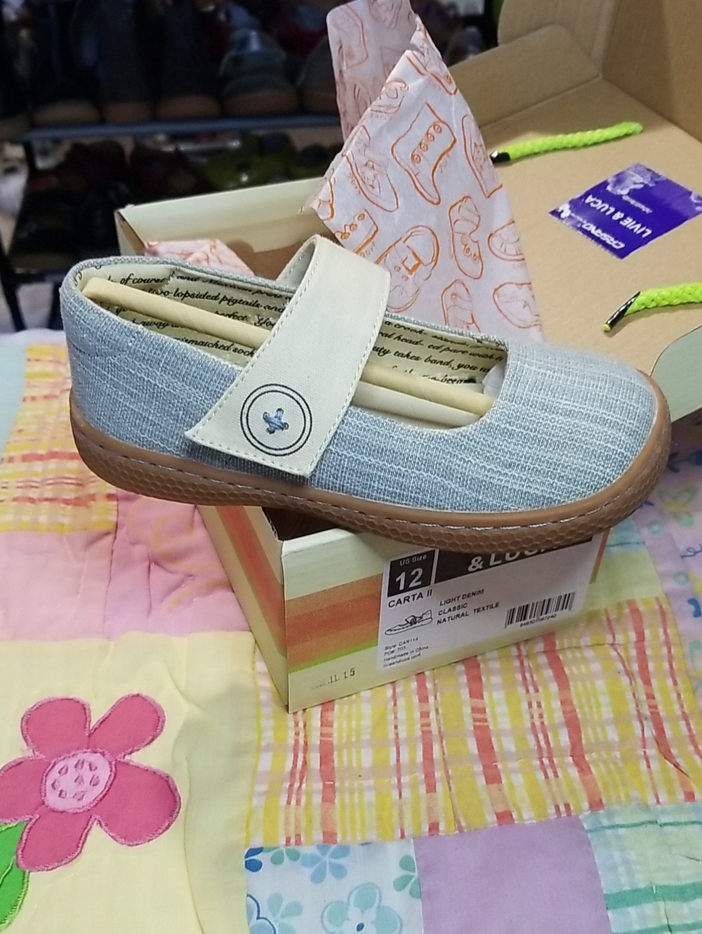 Livie & Luca Light Blue Mary Jane with Tan Strap Size 12 Carta NIB